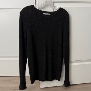 InCashmere Charcoal Gray Sweater with ruffled cuff